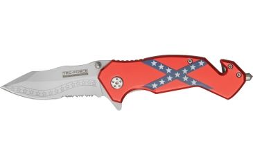 Image of Tac Force Southern Flag Fold Knife, speed assisted matte SS PS blad, Blade has decorative star art TF663DF