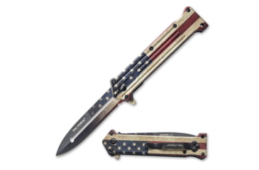 Image of TAC Force Spear Point Spring Assisted Knife w/Pocket Clip, 3 in, 3Cr13 Stainless Steel Stainless Steel, Satin Flag, TF-457F