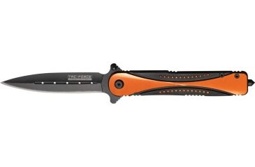 Image of Tac Force Speed Assist Fold 4 5/8 Knife, black SS A/O blade, Black Alum. handles w/ orange onlay trim TF594OR