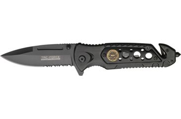 Image of Tac Force Speed Assist Fold Knife 4.50in, black SS A/O PS blade, Black anodized Alum. handle TF637SH