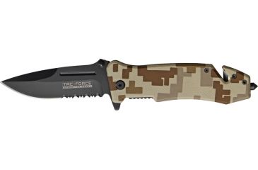 Image of Tac Force Speed Assist Fold Knife 4.50in, black SS A/O PS blade, Desert tan Digi camo Alum. handle TF644DM