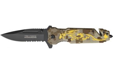 Image of Tac Force Speed Assist Fold Knife 4.50in, black SS A/O PS blade, Desert tan Digi camo Alum. handle TF645GD
