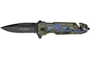 Image of Tac Force Speed Assist Fold Knife 4.50in, black SS A/O PS blade, Green and black camo Alum. handle TF645BL