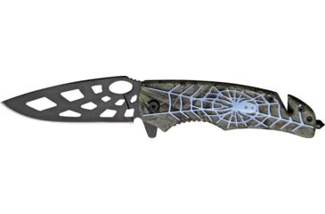 Image of Tac Force Speed Assist Fold Knife 4.50in, black SS skeletonized A/O blade, Green and black camo Alum. handle TF643BL