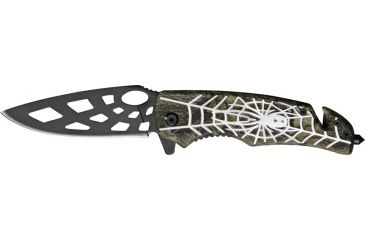 Image of Tac Force Speed Assist Fold Knife 4.50in, black SS skeletonized A/O blade, Green and black camo Alum. handle TF643SL