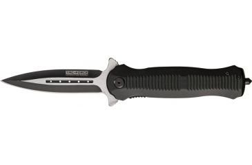 Image of Tac Force Speed Assist Fold Knife 4.75in, SS and black A/O blade, Grooved black Alum. handle TF677BK