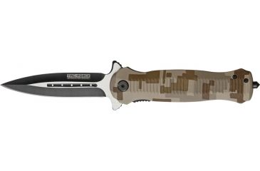 Image of Tac Force Speed Assist Fold Knife 4.75in, SS and black A/O blade, Grooved tan Digi camo Alum. handl TF677DM
