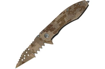 Image of Tac Force Speed Assist Shark Fold Knife, 440 SS A/O blade w/ large tooth serrations, Digi desert tan camo blade and handle TF729DM