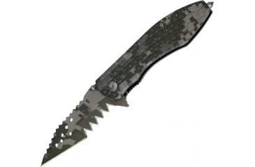 Image of Tac Force Speed Assist Shark Fold Knife, 440 SS A/O blade w/ large tooth serrations, Digi green/gray camo blade and handle TF729DG