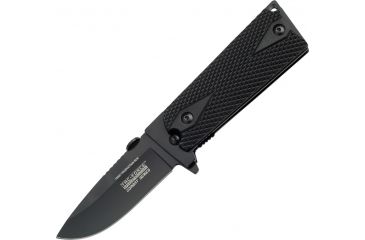 Image of Tac Force Speed Combat Fold Knife, A/O black 440 SS clip blade, Checkered black Comp. onlay handle TF754BK