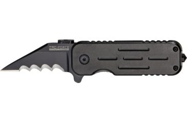 Image of Tac Force Speed Lock Fold Knife 3.5in, black 440 SS A/O scalloped edge blade, Black Alum. handle TF748BKS