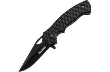 Image of Tac Force Speed Lock Fold Knife 4.5in, black 440 SS A/O blade, Black checkered Comp. handle TF765BK