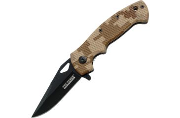 Image of Tac Force Speed Lock Fold Knife 4.5in, black 440 SS A/O blade, Checkered desert tan Digi camo Comp. handle TF765DM