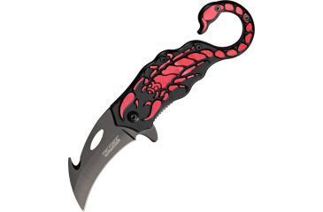 Image of Tac Force Speed Scorpion Fold Kife, A/O black 440 SS curved guthook blade TF775RD