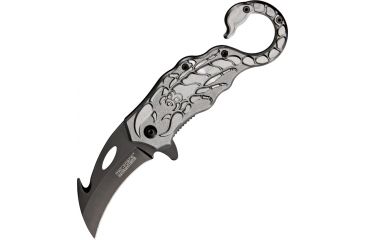 Image of Tac Force Speed Scorpion Fold Kife, A/O black 440 SS curved guthook blade TF775SL