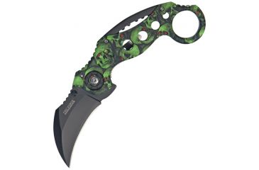 Image of Tac Force Speedster Karambit Folding Knife,2.75in,Karambit Blade,Neon Green Skull Camo Alumium Handle TF578GNSC