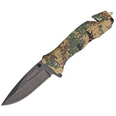 Image of Tac Force Speedster Rescue Lin Folding Knife,3.375in,Assisted Opening Blade,Digital Desert Marines Camo Textured Alum Handle TF434DTC