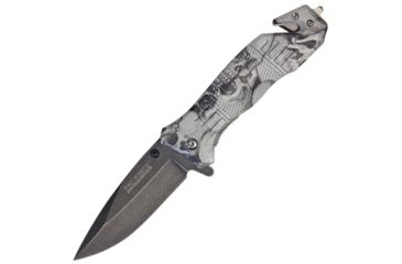 Image of Tac Force Speedster Rescue Lin Folding Knife,3.375in,Assisted Opening Blade,White Skull Camo Textured Alum Handle TF434SC