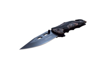 Image of TAC Force Spring Assisted Knife w/Cutter and Glass Breaker, 3.5 in, 3Cr13 Stainless Steel Stainless Steel, Drop Point, Camo/Black, TF-1021CA