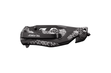Image of TAC Force Spring Assisted Knife w/Cutter and Glass Breaker, 3.5 in, 3Cr13 Stainless Steel Stainless Steel, Drop Point, Grey/Black, TF-1021GY