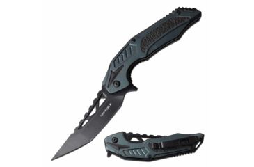 Image of TAC Force TF-1003BL Spring Assisted Knife, 3.6in, 3CR13 Stainless Steel, Tanto, Black Blade, Aluminum Handle, Blue/Black, TF-1003BL