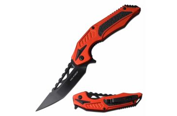Image of TAC Force TF-1003RD Spring Assisted Knife, 3.6in, 3CR13 Stainless Steel, Tanto, Black Blade, Aluminum Handle, Red/Black, TF-1003RD