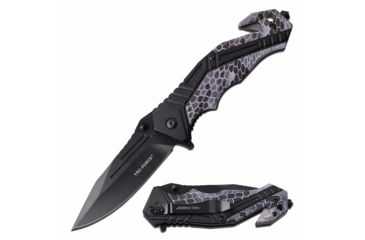 Image of TAC Force TF-1006BK Spring Assisted Knife, 3.5in, 3CR13 Stainless Steel, Spear Point, Black Blade, Aluminum Handle, Black/Camo, TF-1006BK