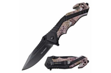 Image of TAC Force TF-1006CA Spring Assisted Knife, 3.5in, 3CR13 Stainless Steel, Spear Point, Black Blade, Aluminum Handle, Black/Brown Camo, TF-1006CA