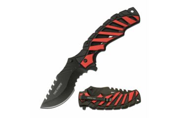 Image of TAC Force TF-944RD Spring Assisted Knife, 3.75in, 3CR13 Stainless Steel, Recurved, Half-Serrated, Black Blade, Aluminum Handle, Black/Red, TF-944RD
