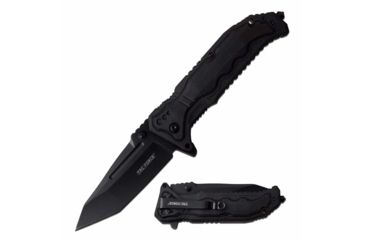 Image of TAC Force TF-950BK Spring Assisted Knife, 3.75in, 3CR13 Stainless Steel, Tanto, Black Blade, Nylon Fiber/Rubber Handle, Black, TF-950BK