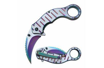 Image of TAC Force TF-952RB Spring Assisted Knife, 2.5in, 3CR13 Stainless Steel, Karambit, Rainbow/Satin Blade, Stainless Steel Handle, Rainbow/Satin, TF-952RB