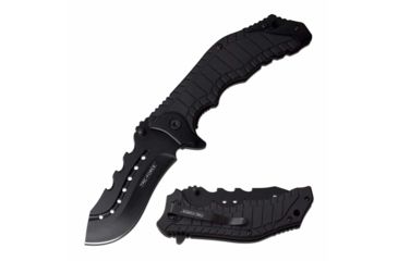 Image of TAC Force TF-953BK Spring Assisted Knife, 3.5in, 3CR13 Stainless Steel, Recurved, Black Blade, Stainless Steel/Nylon Fiber Handle, Black, TF-953BK