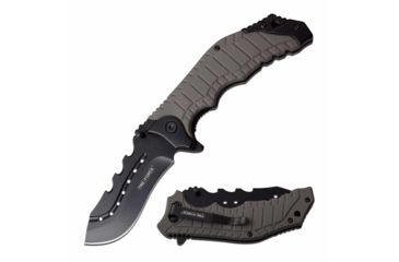 Image of TAC Force TF-953GY Spring Assisted Knife, 3.5in, 3CR13 Stainless Steel, Recurved, Black Blade, Stainless Steel/Nylon Fiber Handle, Gray, TF-953GY