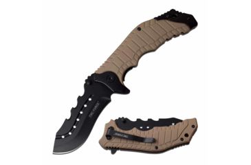 Image of TAC Force TF-953TN Spring Assisted Knife, 3.5in, 3CR13 Stainless Steel, Recurved, Black Blade, Stainless Steel/Nylon Fiber Handle, Tan, TF-953TN