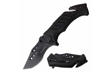 Image of TAC Force TF-954BK Spring Assisted Knife, 3.5in, 3CR13 Stainless Steel, Recurved, Black Blade, Aluminum Handle, Black, TF-954BK