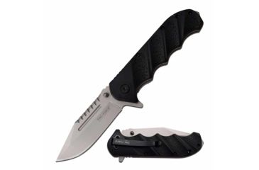 Image of TAC Force TF-956BP Spring Assisted Knife, 3.6in, 3CR13 Stainless Steel, Spear Point, Beadblasted Blade, Nylon Fiber Handle, Black, TF-956BP