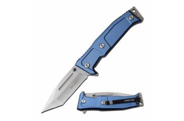 Image of TAC Force TF-969BL Spring Assisted Knife, 3.6in, 3CR13 Stainless Steel, Modified Tanto, Stonewashed Blade, Aluminum Handle, Blue, TF-969BL