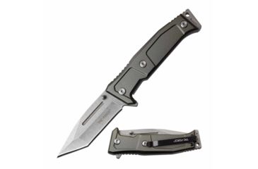 Image of TAC Force TF-969GY Spring Assisted Knife, 3.6in, 3CR13 Stainless Steel, Modified Tanto, Stonewashed Blade, Aluminum Handle, Gray, TF-969GY