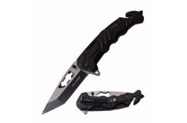 Image of TAC Force TF-970BK Spring Assisted Knife, 3.5in, 3CR13 Stainless Steel, Tanto, Black/Steel Blade, Aluminum Handle, Black, TF-970BK