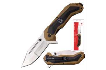Image of TAC Force TF-980TNCS Spring Assisted Knife, 3.5in, 3CR13 Stainless Steel, Modified Tanto, Steel Blade, Nylon Fiber/Rubber Handle, Tan, TF-980TNCS