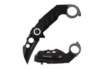 Image of TAC Force TF-982GY Spring Assisted Knife, 2.3in, 3CR13 Stainless Steel, Wharncliffe, Black Blade, Aluminum Handle, Black/Gray, TF-982GY