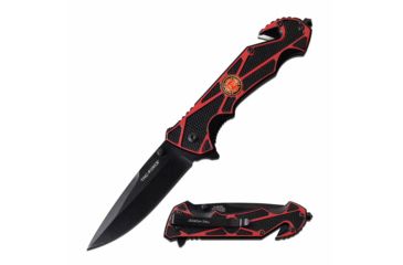 Image of TAC Force TF-987RD Spring Assisted Knife, 3.75in, 3CR13 Stainless Steel, Spear Point, Black Blade, Aluminum Handle, Red/Black, TF-987RD