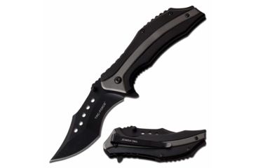 Image of TAC Force TF-989Gy Spring Assisted Knife, 3.5in, 3CR13 Stainless Steel, Recurved, Black Blade, Aluminum Handle, Black/Gray, TF-989GY