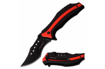 Image of TAC Force TF-989RD Spring Assisted Knife, 3.5in, 3CR13 Stainless Steel, Recurved, Black Blade, Aluminum Handle, Black/Red, TF-989RD