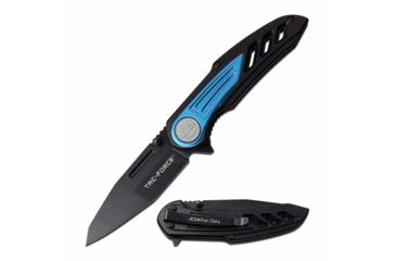 Image of TAC Force TF-992BL Spring Assisted Knife, 3.25in, 3CR13 Stainless Steel, Tanto, Black Blade, Aluminum Handle, Black/Blue, TF-992BL