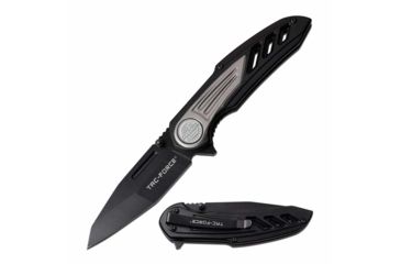 Image of TAC Force TF-992GY Spring Assisted Knife, 3.25in, 3CR13 Stainless Steel, Tanto, Black Blade, Aluminum Handle, Black/Gray, TF-992GY