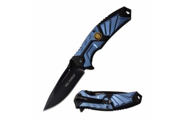 Image of TAC Force TF-995BL Spring Assisted Knife, 3.5in, 3CR13 Stainless Steel, Spear Point, Black Blade, Aluminum Handle, Blue/Black, TF-995BL
