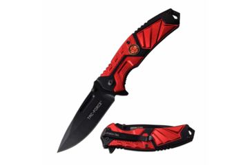 Image of TAC Force TF-995RD Spring Assisted Knife, 3.5in, 3CR13 Stainless Steel, Spear Point, Black Blade, Aluminum Handle, Red/Black, TF-995RD