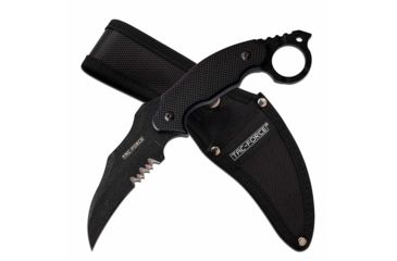 Image of TAC Force TF-FIX002BK Fixed Blade Knife, 4in, 3CR13 Stainless Steel, Karambit, Half-Serrated, Black Blade, G10 Handle, Black, TF-FIX002BK