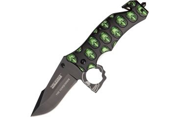 Image of Tac Force The Vanquisher A/O Knife, A/O black SS blade, Black Alum. handles w/ neon green trim TF786GN